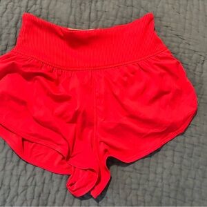 FP Movement Red Athletic Shorts with Elastic Waistband and Pocket